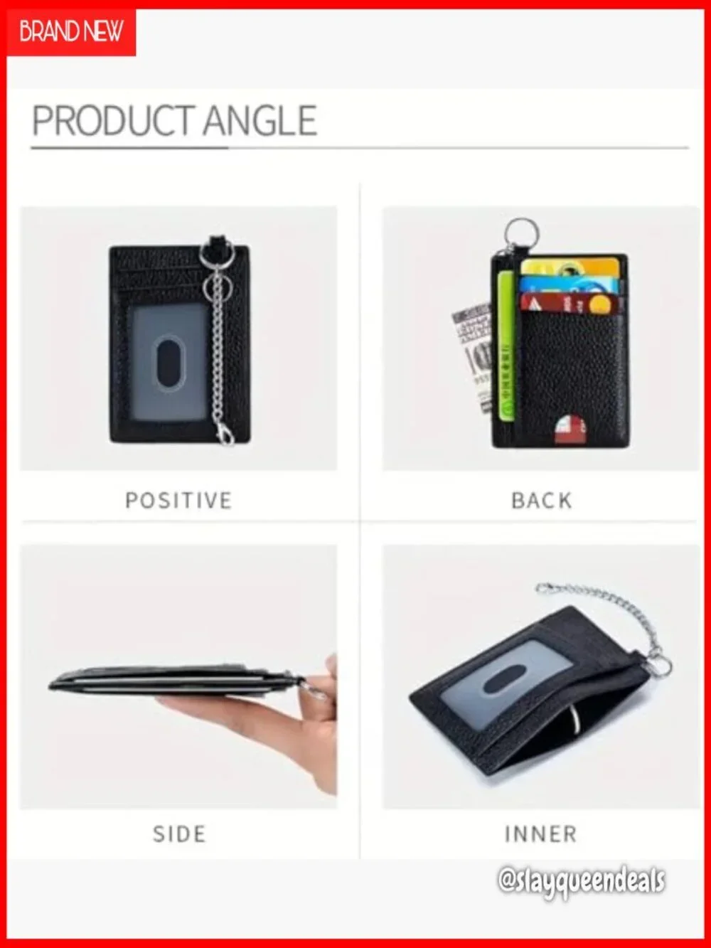 Slim Minimalist Leather Wallet RFID Blocking Card Holder Key Ring